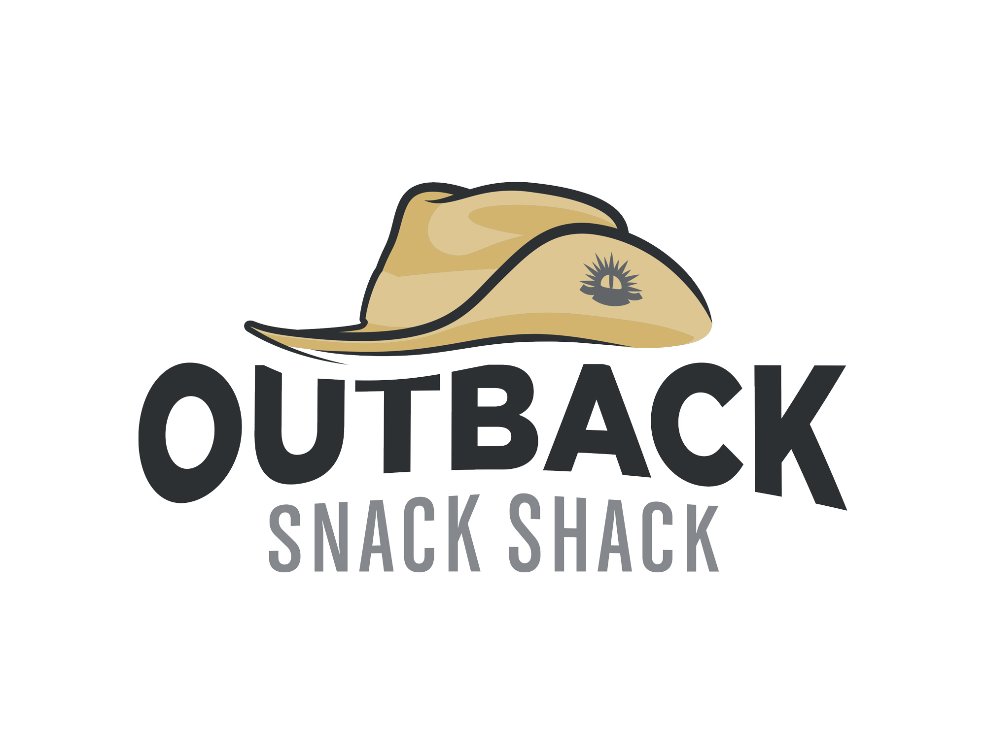 Graphic of an outback cap with text "Outback Snack Shack" under