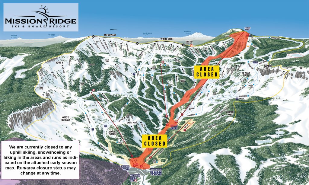 Mission Ridge Uphill Closure Map with Mimi and Tumwater