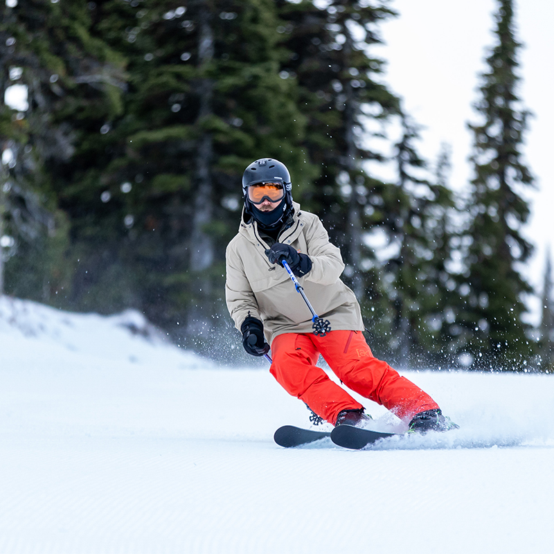 Red pants skier on Tumwater