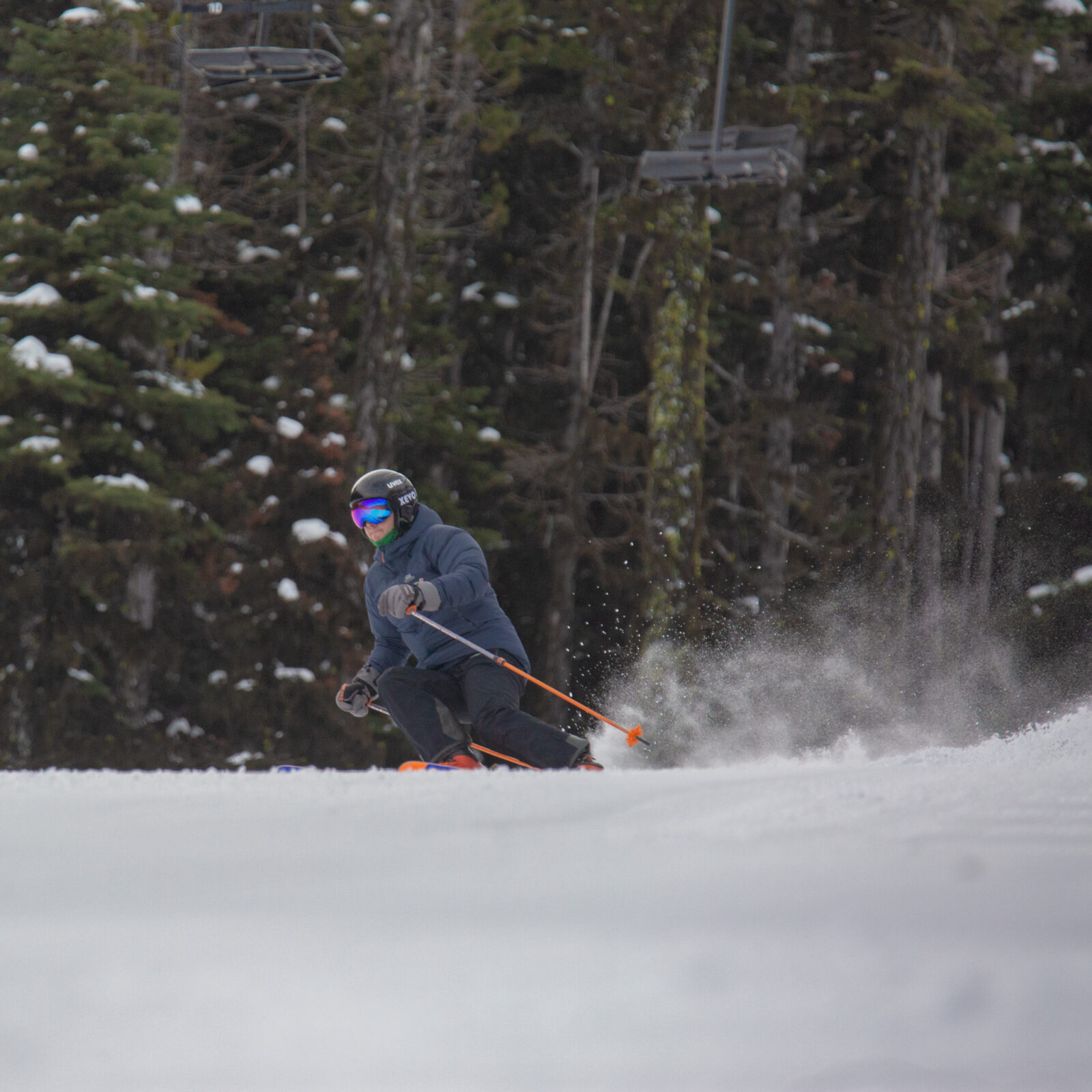 Chair 3 skier in blue