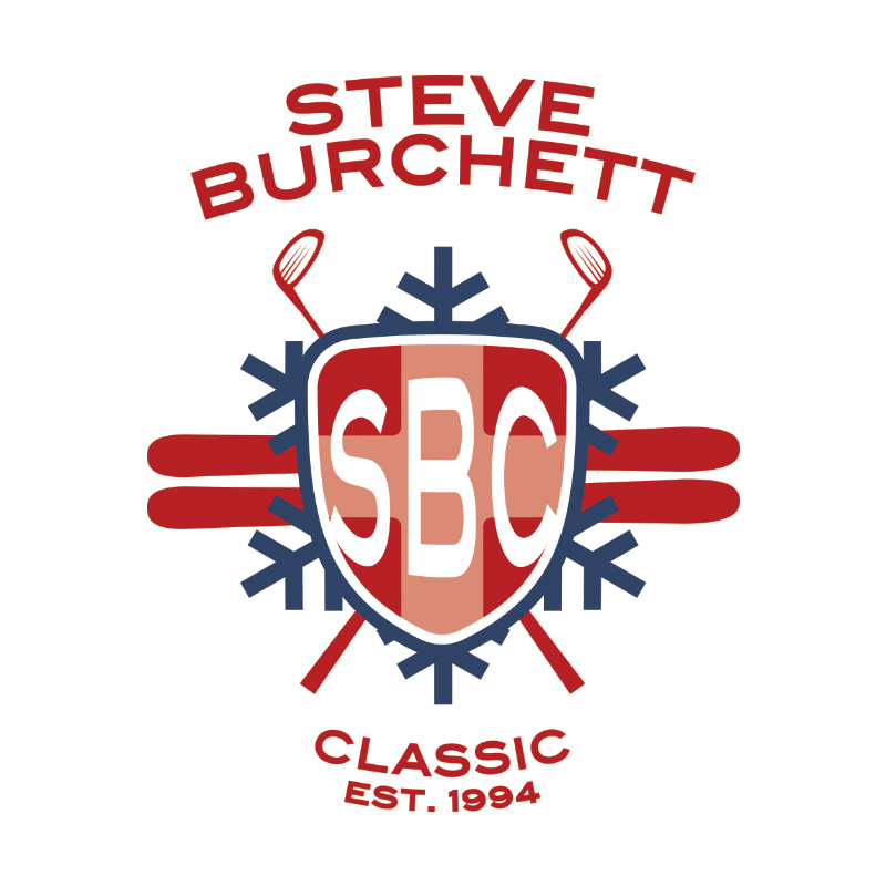 Steve Buchette Classic EST> 1994 log with golf clubs and skis crossed under a shield emblazoned with "SBC"
