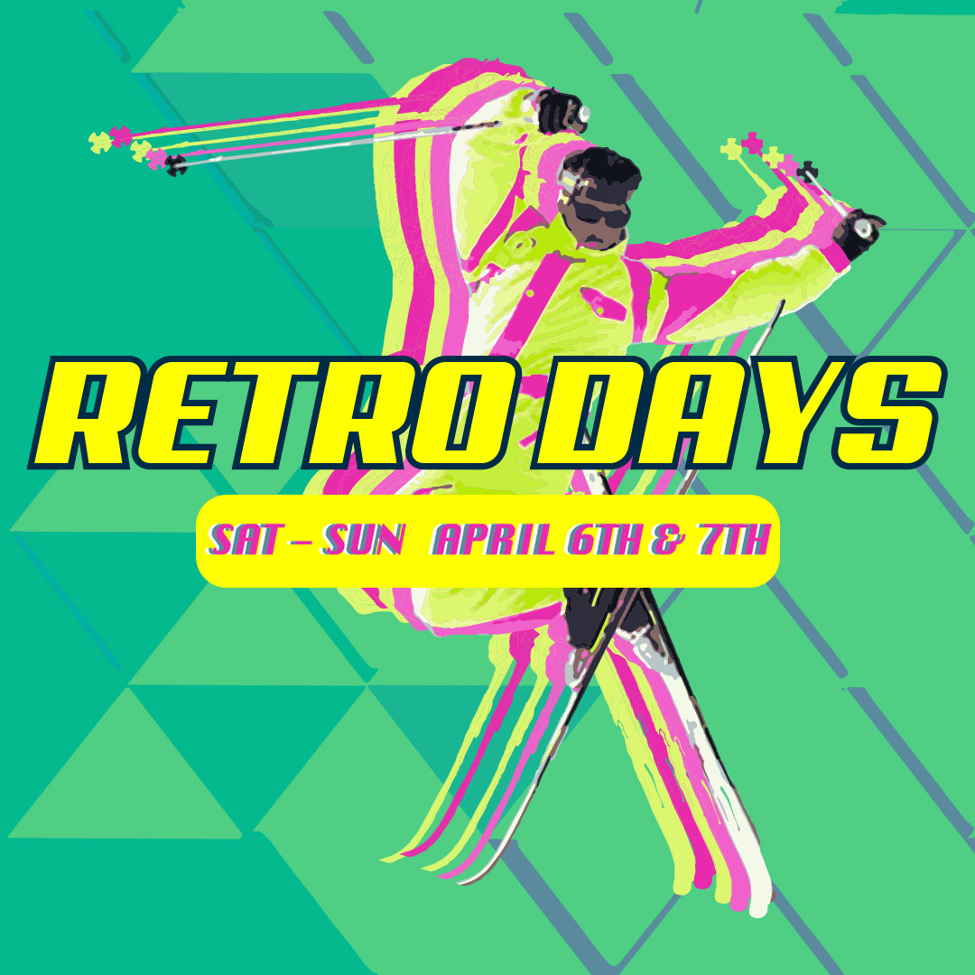 Retro Days Logo with retro skier and dates April 6-7