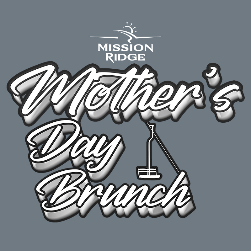 Mother's Day Poster with grey background and a chairlift in the background.