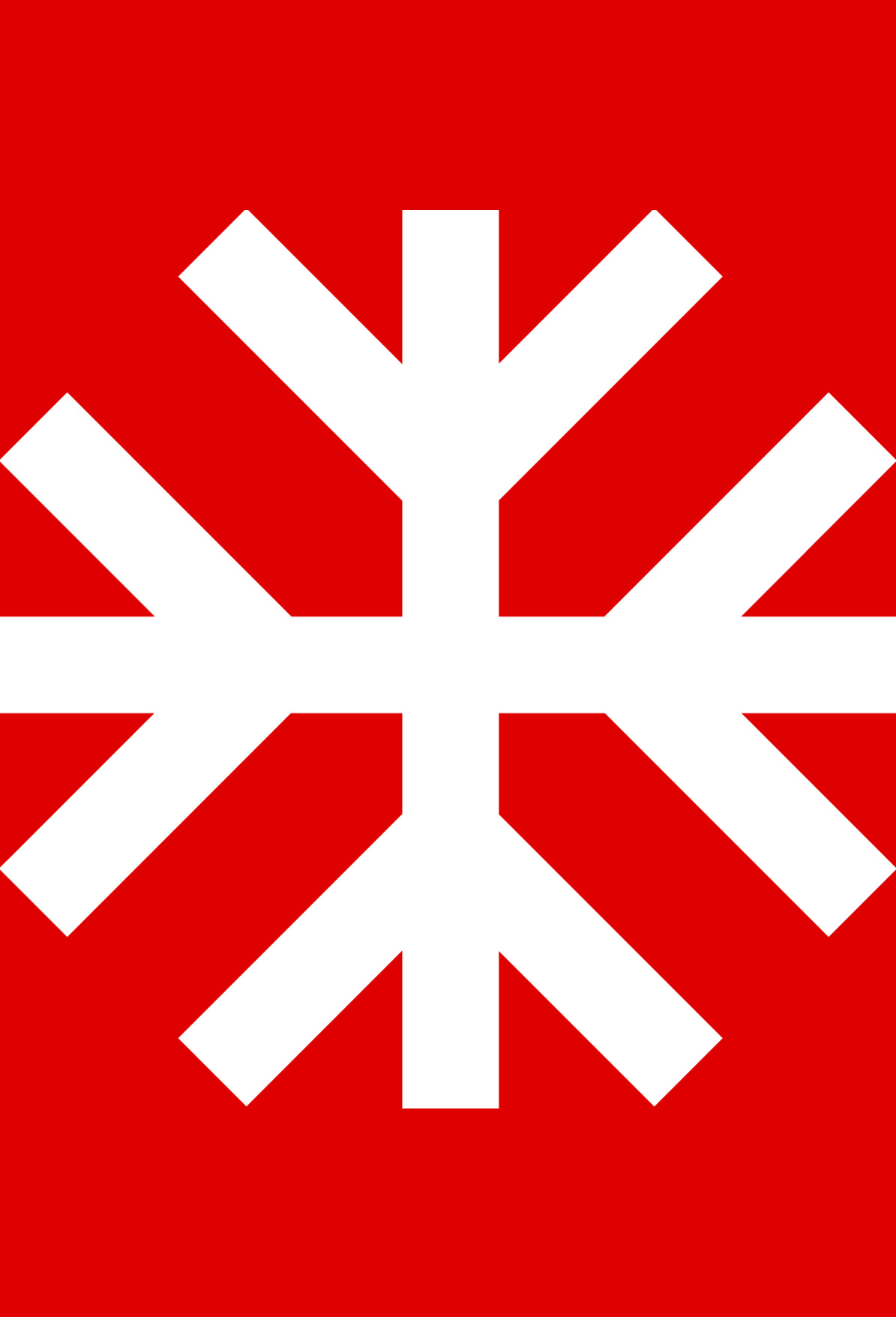 Indy icon primary logo. White snowflake on red background.