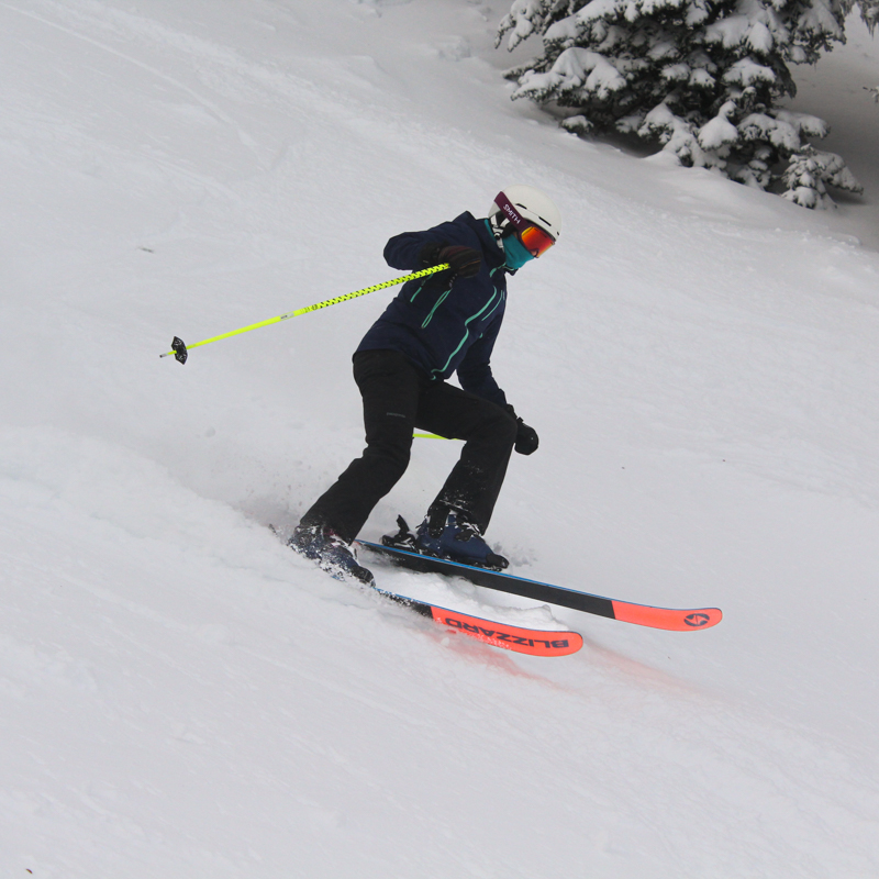 A young skier skis off-piste at Mission Ridge Resort.