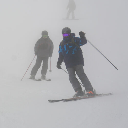 skiing Tumwater on a foggy day