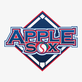 Blue and Red logo with the words "Apple Sox" representing the Wenatchee AppleSox baseball team.