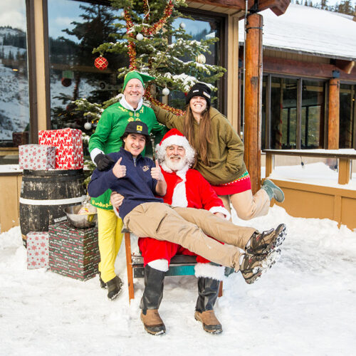 Santa and the marketing team on the mountain
