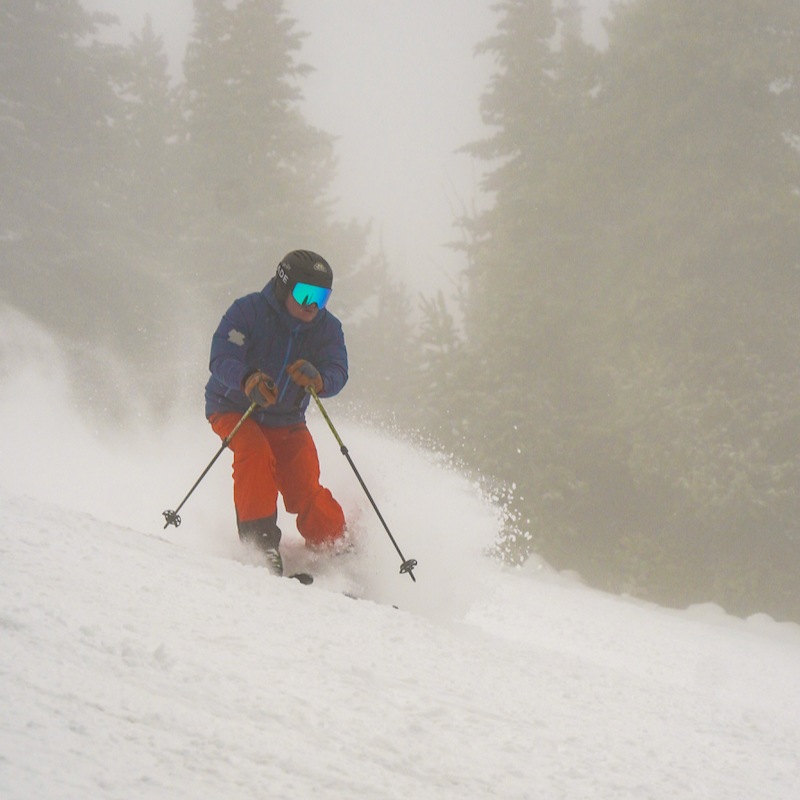 A skier sprays some fresh snow on the Sunspot run at Mission Ridge.