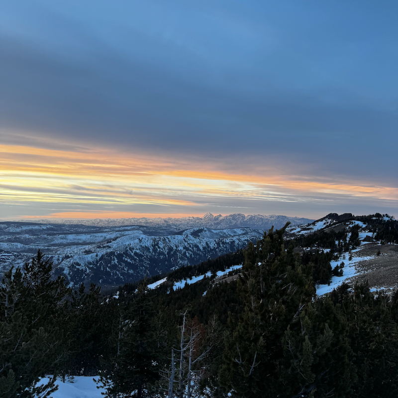 Sunset over the enchantments as seen from Mission Ridge.