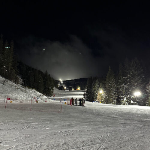 Mimi Trail at Mission Ridge at night with a cloud over the summit.