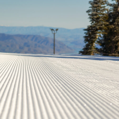 Corduroy on the Sunspot trail at Mission Ridge overlooking the valley.