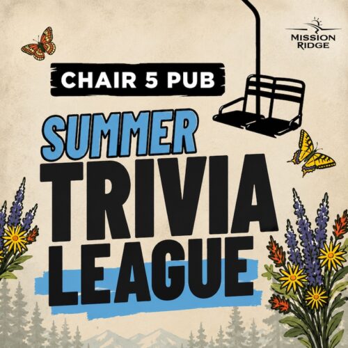 Summer Trivia League graphic for the Chair 5 Pub at Mission Ridge