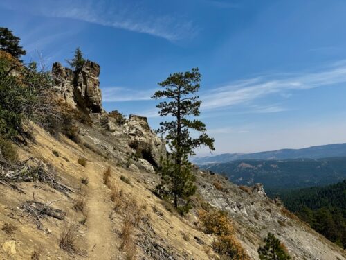 Devil's Spur trail traverses open land above the Columbia river valley.